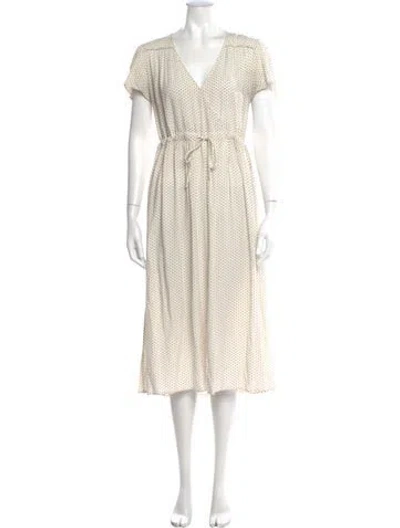 Pre-owned Christy Dawn Polka Dot Print Midi Length Dress In White
