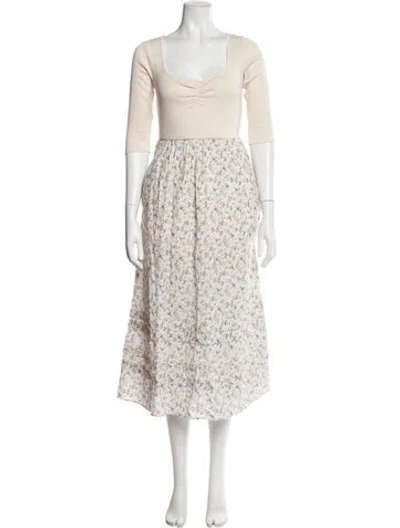 Pre-owned Christy Dawn Printed Knee-length Dress In Neutral