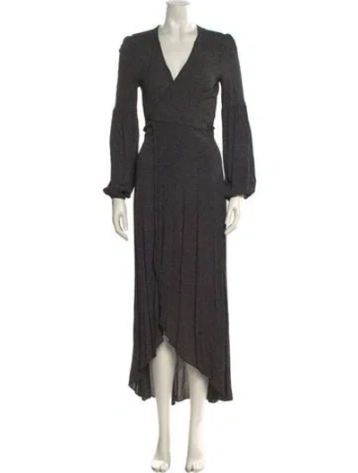 Pre-owned Christy Dawn Printed Long Dress In Black