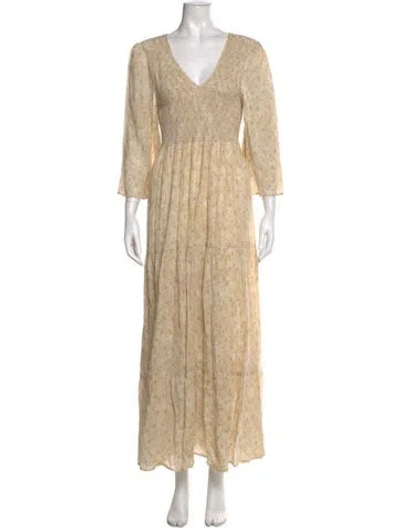 Pre-owned Christy Dawn Printed Long Dress In Neutral