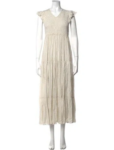 Pre-owned Christy Dawn Printed Long Dress In Neutrals