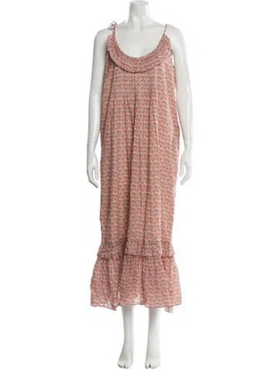Pre-owned Christy Dawn Printed Long Dress In Pink