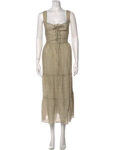 Pre-owned Christy Dawn Printed Long Dress In Yellow