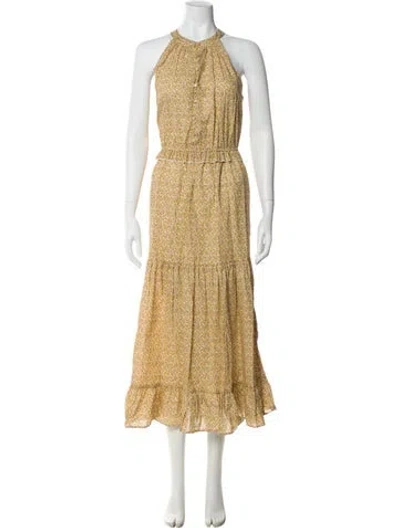 Pre-owned Christy Dawn Printed Long Dress In Yellow