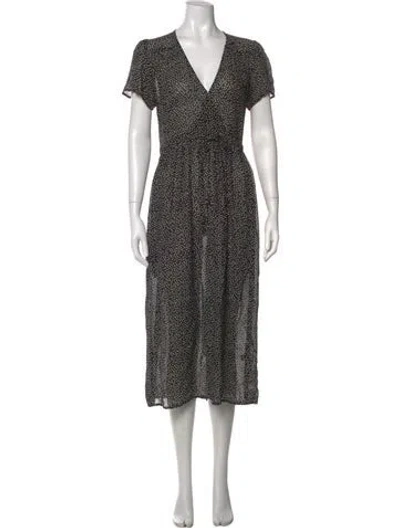 Pre-owned Christy Dawn Printed Midi Length Dress In Black/grey
