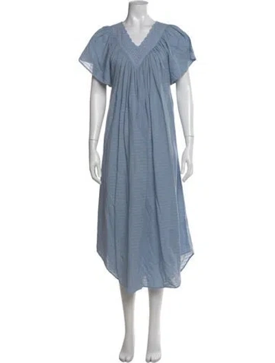 Pre-owned Christy Dawn Printed Midi Length Dress In Blue