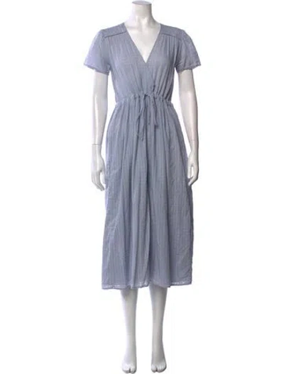 Pre-owned Christy Dawn Printed Midi Length Dress In Blue