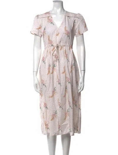 Pre-owned Christy Dawn Printed Midi Length Dress In Multicolor