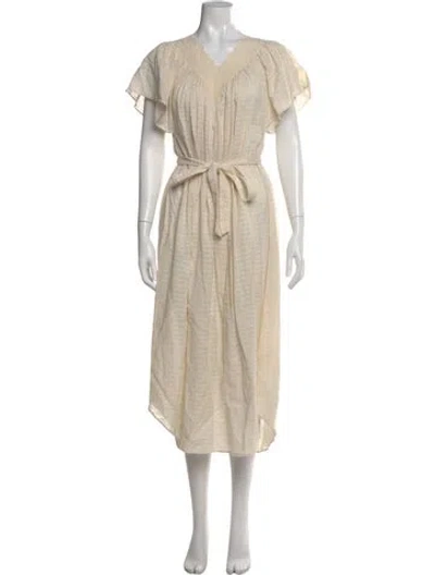 Pre-owned Christy Dawn Printed Midi Length Dress In Neutral