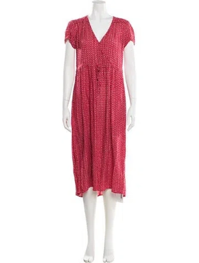 Pre-owned Christy Dawn Printed Midi Length Dress In Red