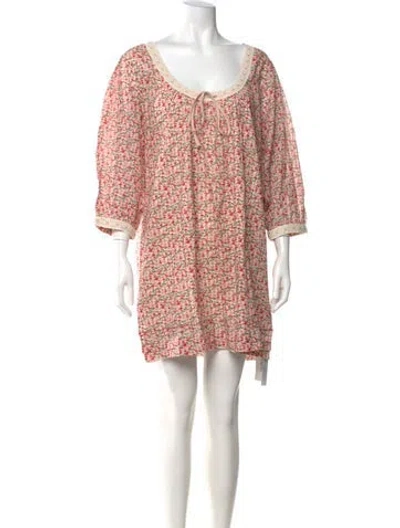 Pre-owned Christy Dawn Printed Mini Dress In Neutral