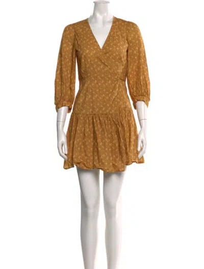 Pre-owned Christy Dawn Printed Mini Dress In Yellow