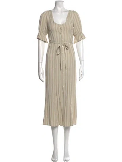 Pre-owned Christy Dawn Scoop Neck Long Dress In Neutral