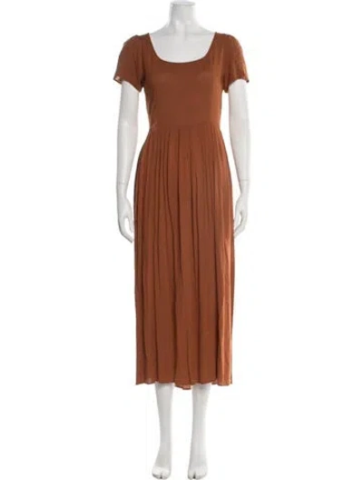 Pre-owned Christy Dawn Scoop Neck Midi Length Dress In Brown