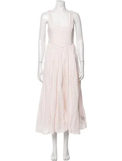 Pre-owned Christy Dawn Scoop Neck Midi Length Dress In Pink