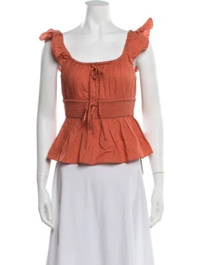 Pre-owned Christy Dawn Scoop Neck Short Sleeve Top In Orange