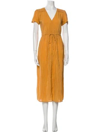Pre-owned Christy Dawn Silk Long Dress In Yellow
