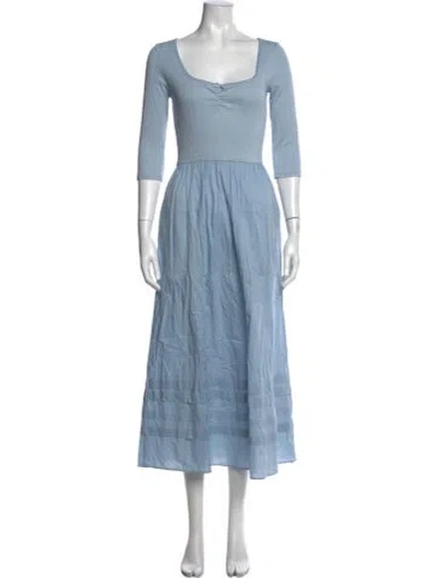 Pre-owned Christy Dawn Square Neckline Long Dress In Blue