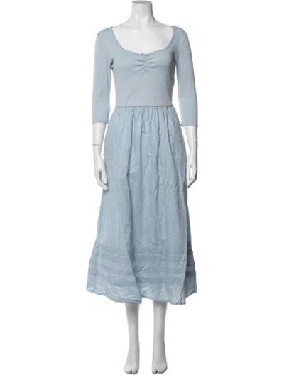 Pre-owned Christy Dawn Square Neckline Long Dress In Blue