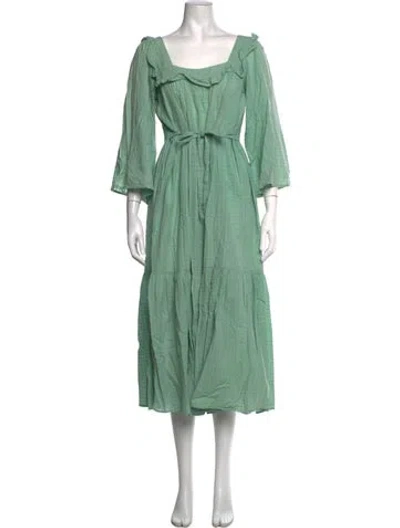 Pre-owned Christy Dawn Square Neckline Long Dress In Green