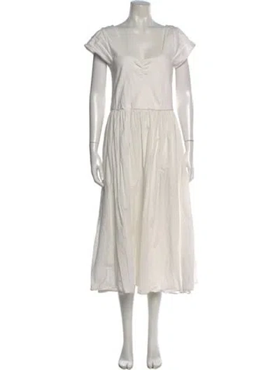 Pre-owned Christy Dawn Square Neckline Long Dress In Neutral