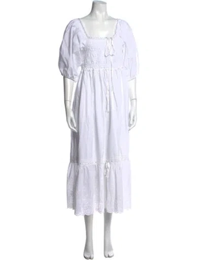 Pre-owned Christy Dawn Square Neckline Long Dress In Neutrals