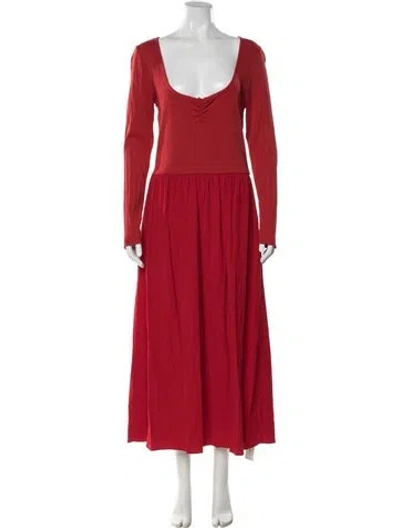 Pre-owned Christy Dawn Square Neckline Long Dress In Red
