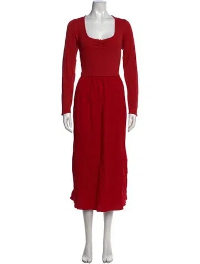 Pre-owned Christy Dawn Square Neckline Long Dress In Red