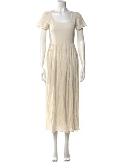 Pre-owned Christy Dawn Square Neckline Long Dress W/ Tags In Neutrals