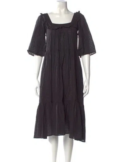 Pre-owned Christy Dawn Square Neckline Midi Length Dress In Black