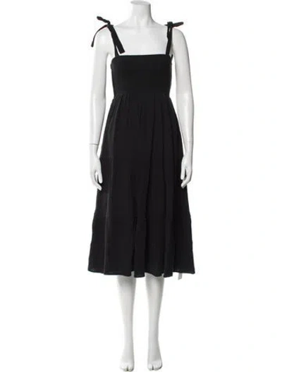 Pre-owned Christy Dawn Square Neckline Midi Length Dress In Black