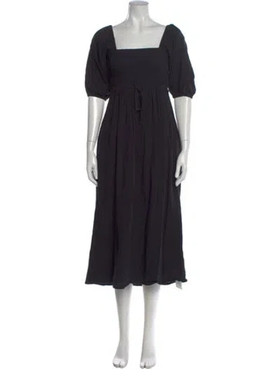 Pre-owned Christy Dawn Square Neckline Midi Length Dress In Black