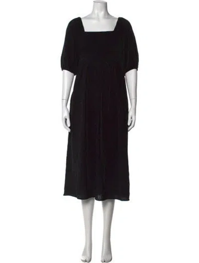 Pre-owned Christy Dawn Square Neckline Midi Length Dress In Black