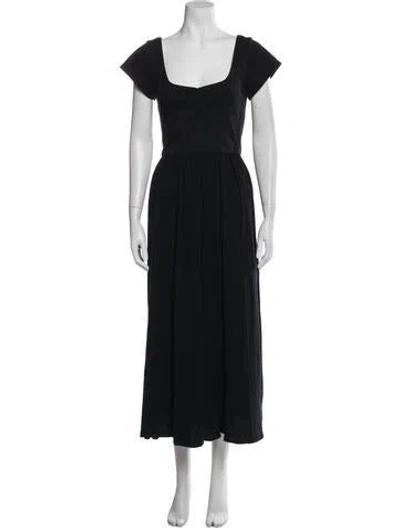 Pre-owned Christy Dawn Square Neckline Midi Length Dress In Black