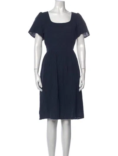 Pre-owned Christy Dawn Square Neckline Midi Length Dress In Blue