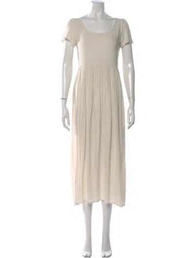 Pre-owned Christy Dawn Square Neckline Midi Length Dress In Neutral