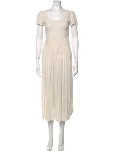 Pre-owned Christy Dawn Square Neckline Midi Length Dress In Neutrals