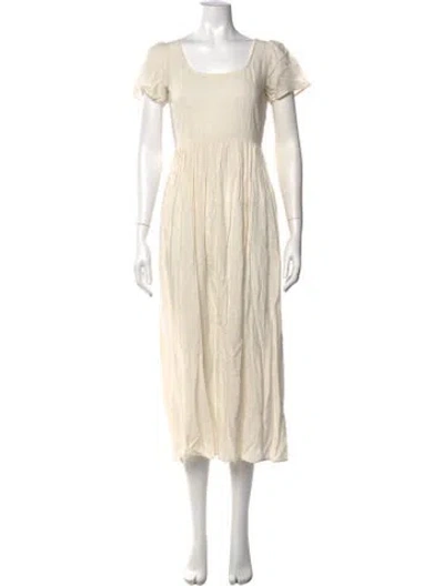 Pre-owned Christy Dawn Square Neckline Midi Length Dress In Neutrals