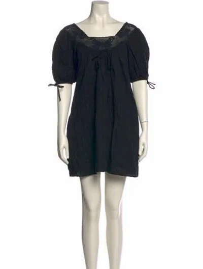 Pre-owned Christy Dawn Square Neckline Mini Dress In Black