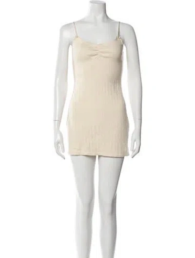 Pre-owned Christy Dawn Square Neckline Mini Dress In Neutral