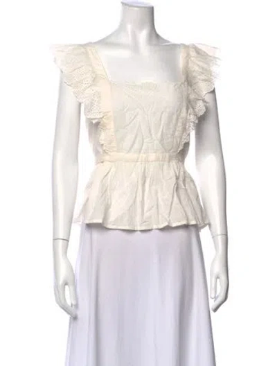 Pre-owned Christy Dawn Square Neckline Sleeveless Top In White