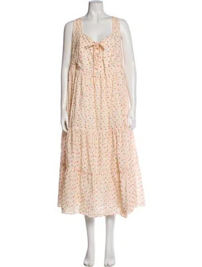 Pre-owned Christy Dawn Striped Long Dress In Neutral