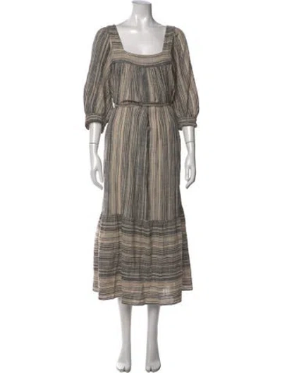 Pre-owned Christy Dawn Striped Long Dress In Neutrals
