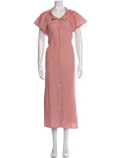 Pre-owned Christy Dawn Striped Long Dress In Pink