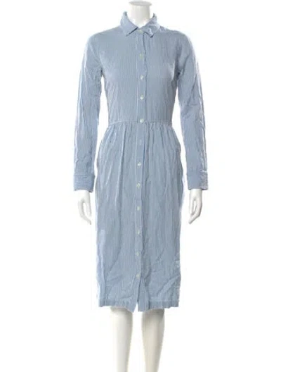 Pre-owned Christy Dawn Striped Midi Length Dress In Blue