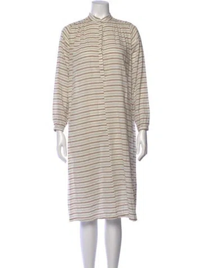Pre-owned Christy Dawn Striped Midi Length Dress In Neutral