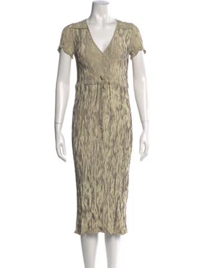 Pre-owned Christy Dawn Striped Midi Length Dress In Neutral