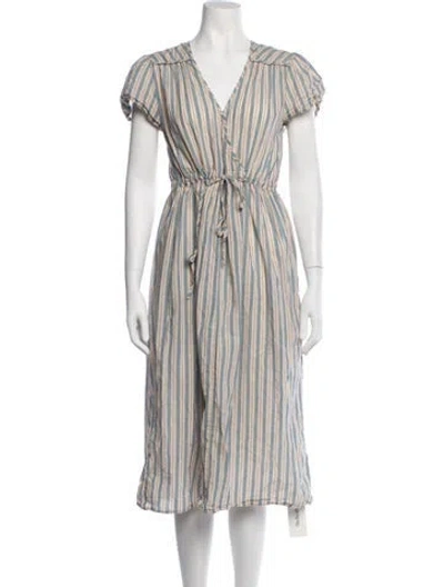 Pre-owned Christy Dawn Striped Midi Length Dress In Neutrals