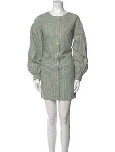 Pre-owned Christy Dawn Striped Mini Dress In Gray