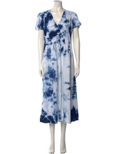 Pre-owned Christy Dawn Tie-dye Print Midi Length Dress In Multi
